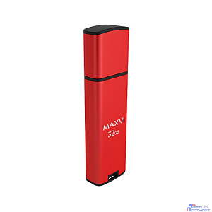 Maxvi USB Drive 32GB MP2 red, монолит с колпачком, ABS пластик + металл, USB 2.0