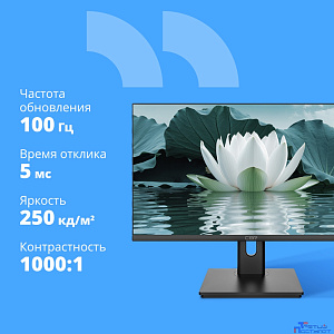 CBR LCD Монитор 27" MD-2701, IPS, FHD 1920x1080, 100Гц, Динамики 2*3W, HAS, Pivot, 1*DP/1*HDMI, внутренний БП, FreeSync, черный, кабель HDMI 1.5м [LCD-MD2701-OPC]