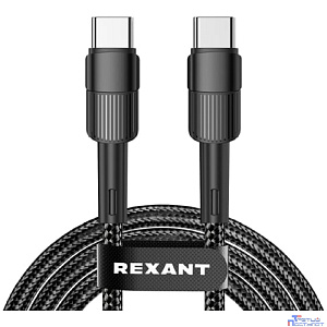 Rexant (18-7071) Кабель Type-C – Type-C, 3A, 60Вт, 1м, в черной нейлоновой оплетке