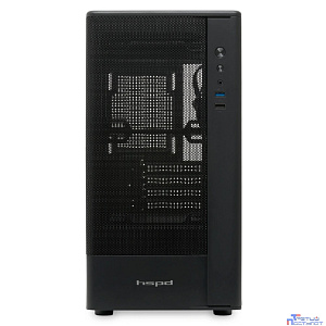 Case HSPD M332, Mesh Mini-tower, Black, TG, 0.4 SPCC, no fans, mATX, mITX, 160/285/170mm, 1x2.5", 1x3.5", 4xPCI, 1xUSB-A 3.0, 1xUSB-A 1.0, 387x197x325mm