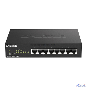 D-Link DGS-1100-08PLV2/A1A Настраиваемый L2 коммутатор с 8 портами 10/100/1000Base-T (4 порта PoE 802.3af/at, PoE-бюджет 80 Вт)