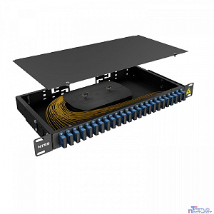 NTSS Кросс 19" NTSS PREMIUM, предсобранный 1U, 16 портов SC/UPC duplex, 9/125 мкм, (сплошная панель, розетки, сплайс, КДЗС, пигтейлы), черный, RAL9005 NTSS-RFOB-PM-1U-16-2SC/U-9-SP1.5G0A-BL
