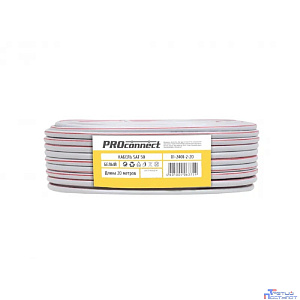 PROconnect (01-2401-2-20) Кабель коаксиальный SAT 50M, 75Ом, CCS/Al/Al, 75%, 20м, INDOOR, белый