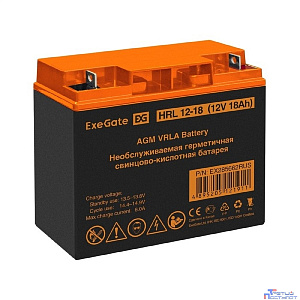 Exegate EX285662RUS Аккумуляторная батарея ExeGate HRL 12-18 (12V 18Ah, клеммы F3 (болт М5 с гайкой))