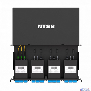 NTSS Кросс распределительный стоечный выдвижной 19” NTSS 1U, 4 кассеты MPO, черный NTSS-RsFOB-ST-1U-C04-MPO-BL