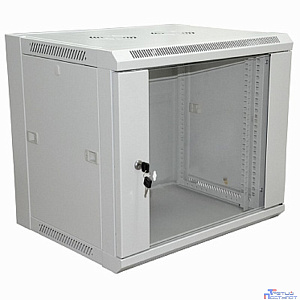 Rexant (04-2200) Шкаф настенный 19" 6U 600х450х370мм (ШхГхВ) - передняя дверь стекло, боковые стенки съемные (разобранный), RAL 7035 PRO