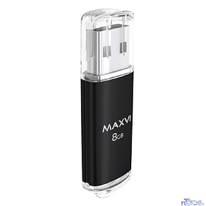 Maxvi USB Drive 8GB MP black, монолит с колпачком, металл + ABS пластик, USB 2.0 FD8GBUSB20C10MP