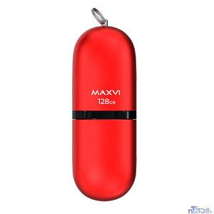 Maxvi USB Drive 128GB SF red, монолит с колпачком, soft touch, USB 2.0