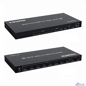 ORIENT HSP0208H-2.0, HDMI переключатель/разветвитель 2->8, UHD 4K/60Гц (3840x2160), HDR, HDMI 2.0, HDCP 2.2, пульт ДУ, внешний БП 5В/2A, метал.корпус (33321)