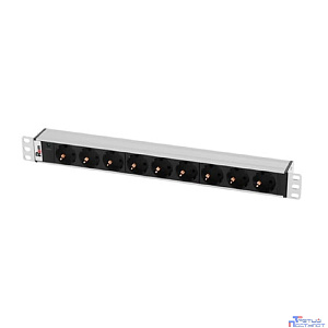 REM Блок розеток Rem-10 без шнура с инд., 9 Schuko, вход IEC 60320 C14, 10A, алюм., 19" (R-10-9S-I-440-Z)