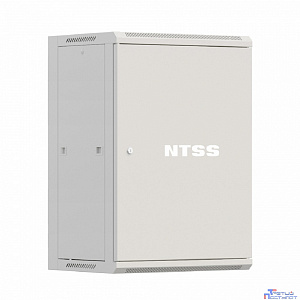 NTSS Шкаф настенный телекоммуникационный NTSS W 15U 600х450х770мм, 2 профиля 19, дверь сплошная металл, боковые стенки съемные, разобранный, серый RAL 7035 NTSS-W15U6045FD