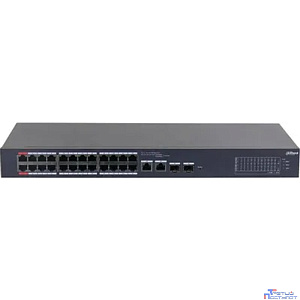 DAHUA DH-CS4226-24ET-240 24-портовый облачный управляемый коммутатор с PoE, 24xRJ45 100Mb, 2хКомбо SFP/RJ45 1Gb, суммарно 240Вт, коммутация 8.8 Гбит/с, MAC-таблица 8К