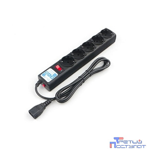 PowerCube Фильтр-удлинитель (SPG5-B1) 0.5 м, 5 розеток, д/подкл. к UPS (C14),10А/2,2кВт, черный
