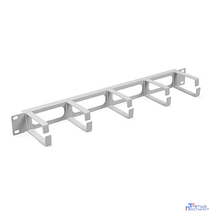 Cabeus JB08-1U-GY Кабельный органайзер горизонтальный 19" 1U, 5 колец, металлический, цвет серый (RA