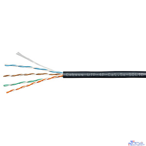 Cabeus UTP-4P-Cat.5e-SOLID-OUT-PE-UV Кабель витая пара U/UTP 5e кат. 4 пары (24 AWG), одножильный, для внешней прокладки, PE-UV (305 м)