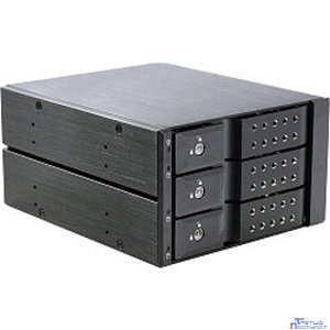 Procase T3-203-SATA3-BK {Hot-swap корзина 3 SATA3/SAS 6Gb (черный) hotswap trayless aluminium mobie rack module (2x5,25) 1xFAN 80x15mm}