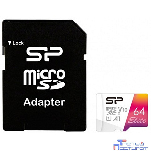 Micro SecureDigital 64GB Silicon Power SP064GBSTXBV1V20SP Elite + adapter Class10