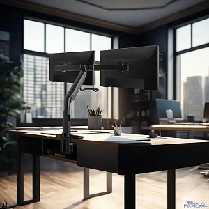 Kromax OFFICE-20 черный Настольный кронштейн для двух мониторов 17"-35" (до 2х10кг)
