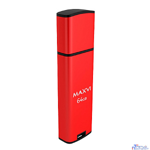 Maxvi USB Drive 64GB MP2 red, монолит с колпачком, ABS пластик + металл, USB 2.0