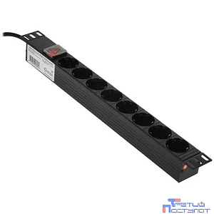 5bites PDU819P-01 Блок розеток 8S / PVC / SWITCH / 1U / 19" / 2M*3G*1.5MM2 / VDE