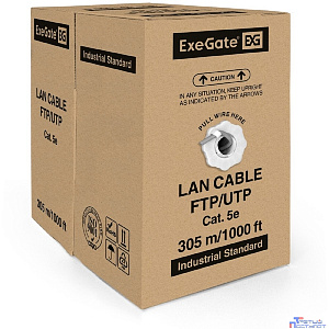 Exegate EX281815RUS Кабель Exegate  UTP4-C5e-CU-S25-IN-PVC-GY-305 UTP 4 пары кат.5e медь, 25AWG, бухта 305м, серый,  PVC