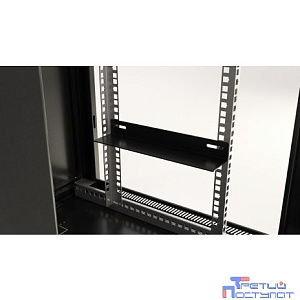Hyperline TWB-0945-GP-RAL9004 Шкаф настенный 19-дюймовый (19"), 9U, 500x 600х 450мм, стеклянная дверь с перфорацией по бокам, ручка с замком, цвет черный (RAL 9004) (разобранный)