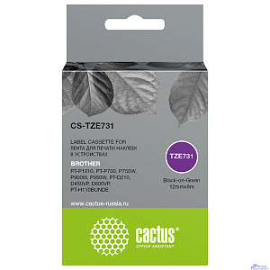 Картридж ленточный Cactus CS-TZE731 TZe-731 черный для Brother PT-P1010, PT-P700, P750W, P900W, P950W, PT-D210, D450VP, D600VP, PT-H110BUNDE