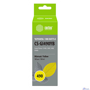 Чернила Cactus CS-GI490YB желтый 100мл для Canon Pixma G1400/G2400/G3400