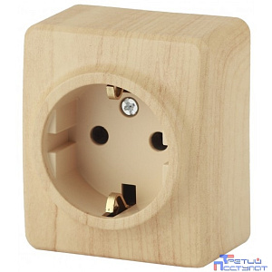 Эра Б0020690 11-2204-11 Розетка 2P+E Schuko со шторками, 16АХ-250В, ОУ, Эра Эксперт, сосна