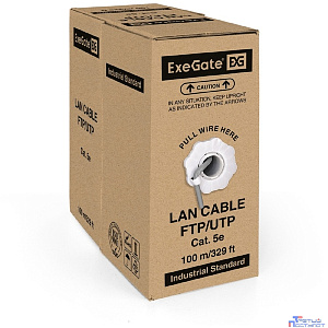 Exegate EX281816RUS Кабель Exegate  UTP4-C5e-CCA-S24-IN-PVC-GY-100 UTP 4 пары кат.5e CCA, 24AWG, бухта 100м, серый, PVC