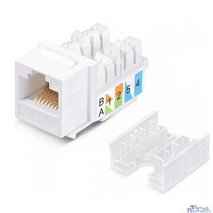 Rexant (02-0064) Модуль Keystone Jack RJ-45(8P8C), UTP неэкранированный, CAT 5e, тип 90 градусов, белый PRO