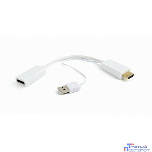 Cablexpert Конвертер HDMI->DisplayPort, HD19M+USBxHD20F, белый (DSC-HDMI-DP-W)