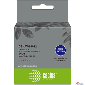 Этикетки Cactus CS-LW-99012 сег.:89x36мм черный белый 260шт/рул Dymo Label Writer 450/4XL