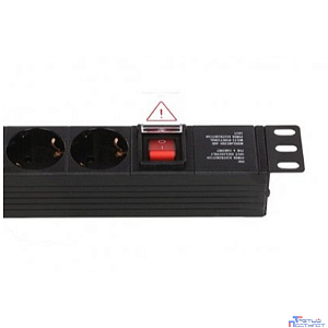 Rexant (04-0306) Блок розеток 19", 1U, 16А, 8 розеток, корпус пластик, со шнуром питания