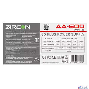 ZIRCON Блок питания ATX 600W AA-600 White