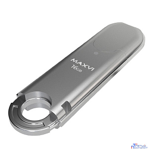 Maxvi USB Drive 16GB P2 silver, монолит с колпачком, ABS пластик, USB 2.0