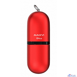 Maxvi USB Drive 64GB SF red, монолит с колпачком, soft touch, USB 2.0