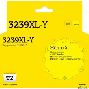 T2  LC-3239XL Y картридж для Brother HL-J6000DW/J6100DW/MFC-J5945DW/J6945DW/J6947D (5000стр.), желтый, с чипом, пигментный