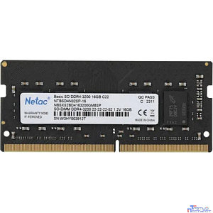Netac DDR4 16Gb 3200MHz NTBSD4N32SP-16 Basic RTL PC4-25600 CL22 SO-DIMM 260-pin 1.2В single rank