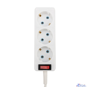 PROconnect (11-7205) Удлинитель 3 гнезда, 1,5м, 3х0,75мм?, с/з, с кнопкой, белый