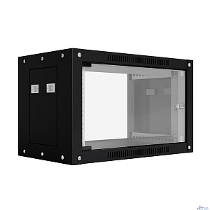 NTSS Шкаф настенный телекоммуникационный NTSS WS 15U 600х600х770мм, 2 профиля 19, дверь стеклянная, боковые стенки съемные, разобранный, черный RAL 9005 NTSS-WSP15U6060GS-BL
