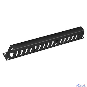 Cabeus JB07-1U-BK Кабельный органайзер 19" 1U с крышкой, металлический, цвет черный (RAL9004)