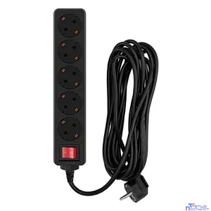 PC PET Сетевой фильтр AP01006-5-B 5м (5 розеток, EURO, EURO/RUS), черный {619895}