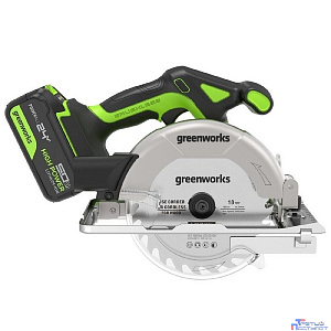 Greenworks GD24CS165 Дисковая пила 24V,б/щет,165х20мм, 4800 об/мин, рез 57мм,1х5Ач,ЗУ,кор [1501607CUG]