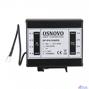 SP-IP4/1000PD Устройство грозозащиты для локальной вычислительной сети на 4 порта (скорость до 1000 Мбит/с) с защитой линий PoE (802.