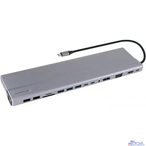 VCOM CU4703  Адаптер TypeC -->3*USB3.0+2*USB2.0+VGA+RJ45+SD+TF+AUD+HDMI+DP+2*USB3.1 Data+PD[4895182217294]