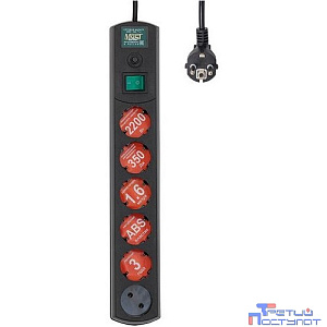 Сетевой фильтр Most LRG, 1.6м, черный [lrg 6-1.6bk]