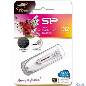 Silicon Power USB Drive 32GB Blaze B25, USB 3.2, белый . SP032GBUF3B25V1W