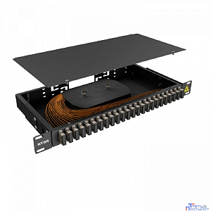 NTSS Кросс 19" NTSS PREMIUM, предсобранный 1U, 16 портов SC/UPC duplex, 62.5/125 мкм, (сплошная панель, розетки, сплайс, КДЗС, пигтейлы), черный, RAL9005 NTSS-RFOB-PM-1U-16-2SC/U-62.5-SP1.5G0A-BL