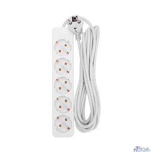 PROconnect (13-4213) Удлинитель 5 гнезд, 5м, 3х0,75мм?, с/з, белый